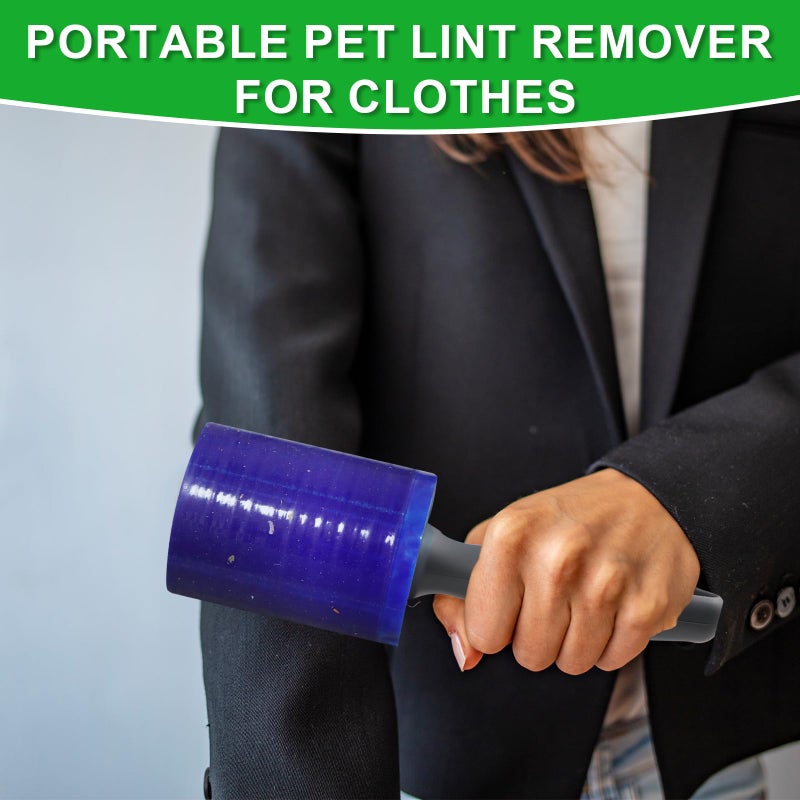 Lint Roller for Pet Hair 500 Sheets Extra Sticky Pet Hair Remover for Clothes Furniture Carpet Cleaner Cars Dogs Travel-Friendly Grip Handle Blue - Image 5