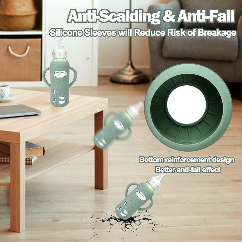 BUSOHA عبوة 3 من أكمام السيليكون لزجاجات حليب الأطفال من دكتور براون - حماية من السقوط لأكمام زجاجات الأطفال متوافقة مع زجاجات دكتور براون لحديثي الولادة مع مقابض سيليكون 8 أونصات - Image 3