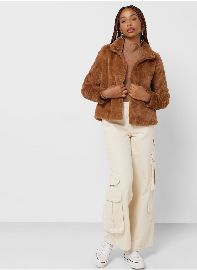 ONLY - Fur Pocket Detail Jacket - Image 1