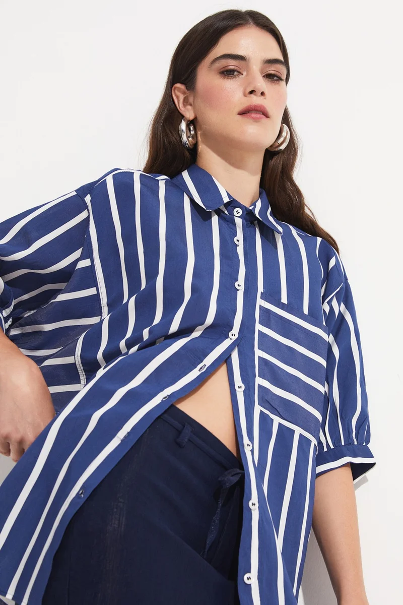 جون Women's Viscose Blend Striped Shirt