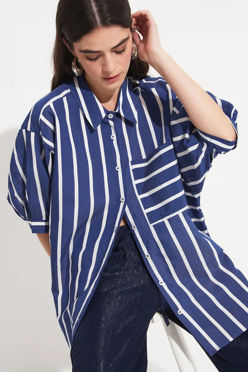 جون Women's Viscose Blend Striped Shirt