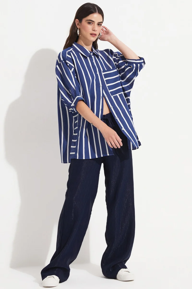 جون Women's Viscose Blend Striped Shirt