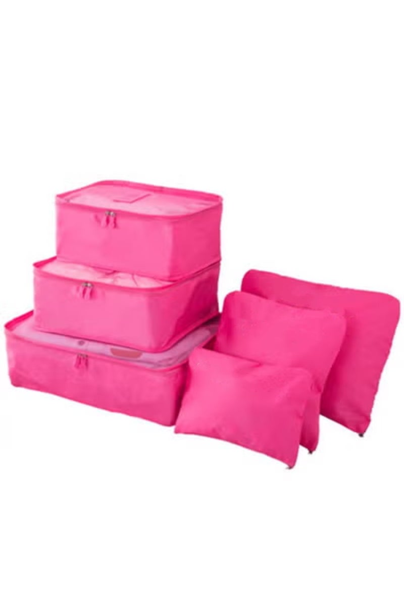 6 Pcs Travel Luggage Bags Set Home Storage Case Set Multi-functional Clothing Sorting Packages Travelling Packing Organizer Pouches Rosered  - Image 1