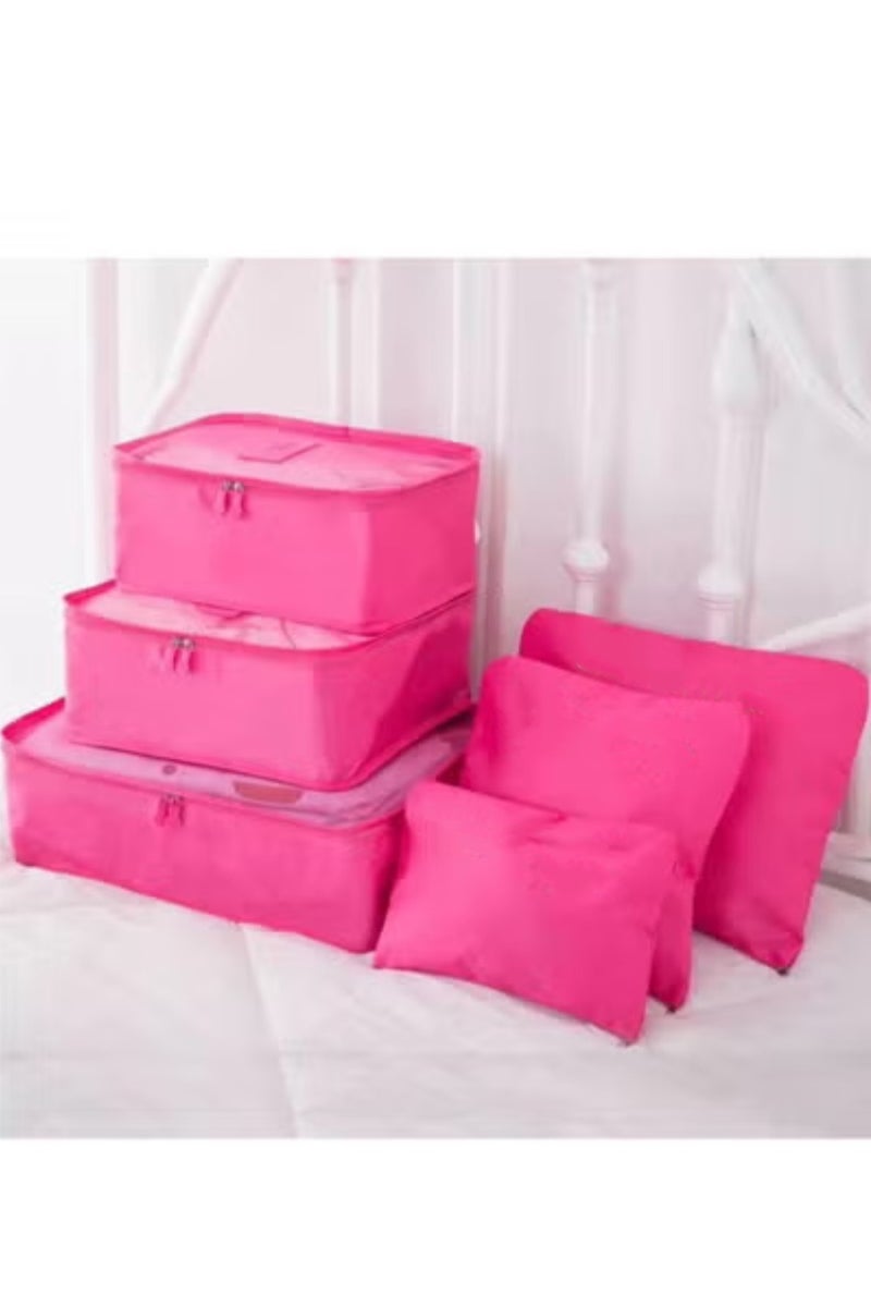 6 Pcs Travel Luggage Bags Set Home Storage Case Set Multi-functional Clothing Sorting Packages Travelling Packing Organizer Pouches Rosered  - Image 3