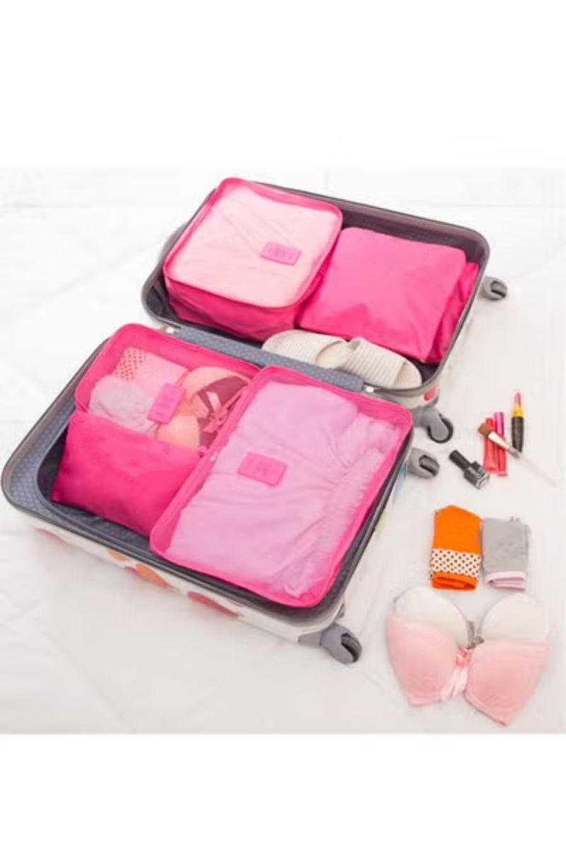 6 Pcs Travel Luggage Bags Set Home Storage Case Set Multi-functional Clothing Sorting Packages Travelling Packing Organizer Pouches Rosered  - Image 5