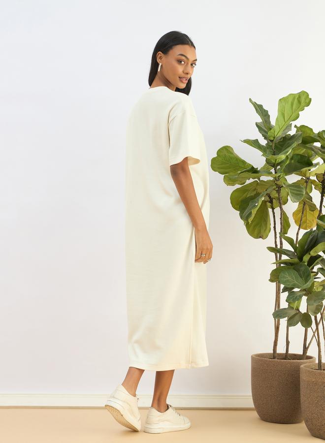 ساسافراس فستان ميدي فضفاض محبوك بنسيج وافل - Image 5