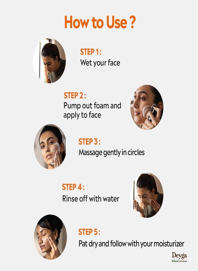 Deyga Vitamin C Foaming Face Wash | Built-in Brush for Deep Cleansing | Tightens Pores | Hydrating | Bright & Glowing Skin | For Men & Women | 100 ml - Image 5