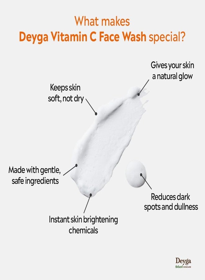 Deyga Vitamin C Foaming Face Wash | Built-in Brush for Deep Cleansing | Tightens Pores | Hydrating | Bright & Glowing Skin | For Men & Women | 100 ml - Image 4