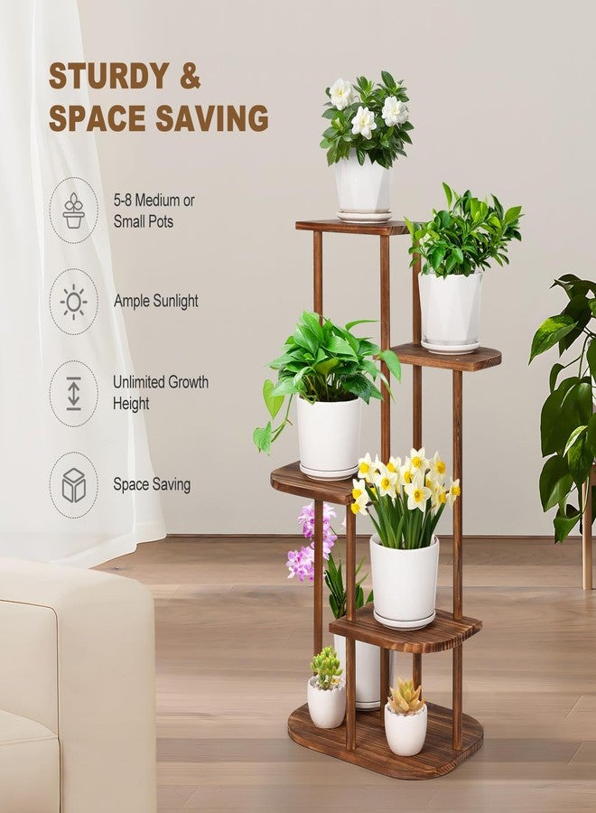 Jotsport 5 Tier Wood Plant Stand for Multiple Plants Indoor Plant Shelf Multi-Tier Flower Pot Holder Corner Display Rack - Image 2