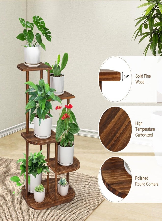 Jotsport 5 Tier Wood Plant Stand for Multiple Plants Indoor Plant Shelf Multi-Tier Flower Pot Holder Corner Display Rack - Image 3