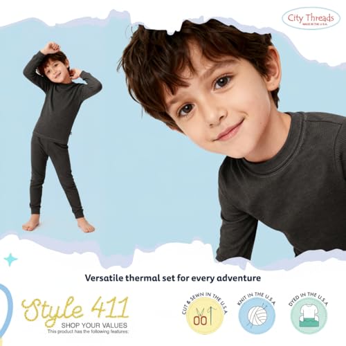 City Threads Made in USA Little Boys Thermal Underwear Set Perfect for Sensitive Skin SPD Sensory Friendly Base Layer Thermal Wear Cotton Ski Clothing for Kids Comfortable Ultra Soft, Black- 4T - Image 4