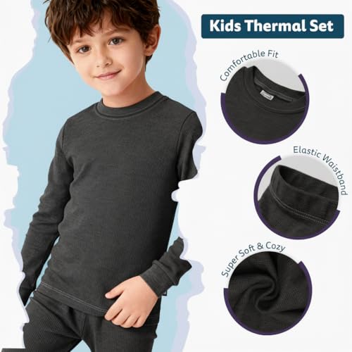 City Threads Made in USA Little Boys Thermal Underwear Set Perfect for Sensitive Skin SPD Sensory Friendly Base Layer Thermal Wear Cotton Ski Clothing for Kids Comfortable Ultra Soft, Black- 4T - Image 3