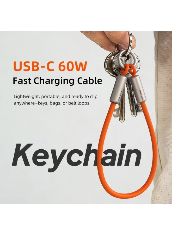 CABLETIME 60W USB-C KEYCHAIN CHARGING CABLE 480MBPS DATA COMPATABLE WITH IPHONE 15/16/17, SAMSUNG, PIXEL | BLACK - Image 2