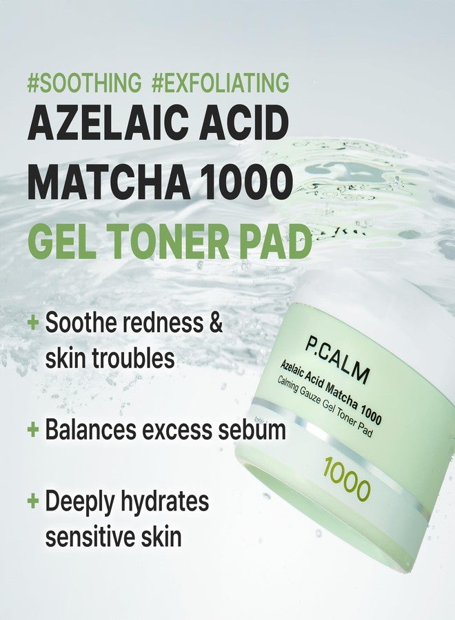 P.CALM Azelaic Acid Matcha 1000 Gauze Gel Toner Pad | Azelaic Acid & Matcha for Daily Resurfacing, Skin Soothing & Hydration, Gentle Exfoliating Toner Pads | Korean Skincare, 110g / 3.88 oz, 60 Pads - Image 2
