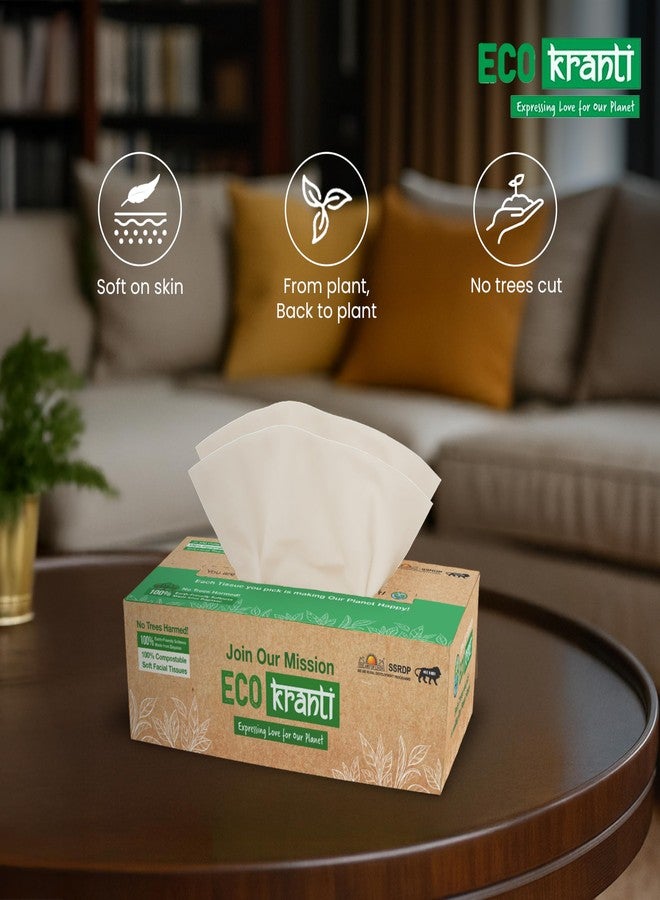 Eco Kranti - Bagasse Facial Tissue Paper Box (Pack of 6, 100 Pulls/Pack) |100% Natural Bagasse | Soft & Absorbent Face Tissues | Biodegradable, Compostable & Eco-Friendly | Travel-Friendly Napkins - Image 3