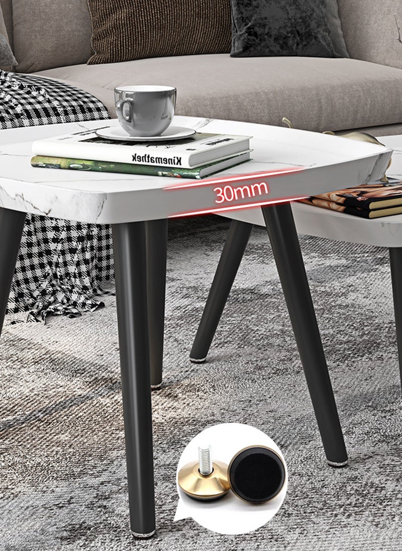 شاربدو طقم طاولة قهوة مكون من قطعتين طاولة قهوة طاولة أريكة ديكور منزلي حامل نباتات للمساحات الصغيرة غرفة النوم غرفة المعيشة شرفة غرفة المعيشة غرفة النوم الفندق سهلة التجميع 80*55*38 سم - Image 4