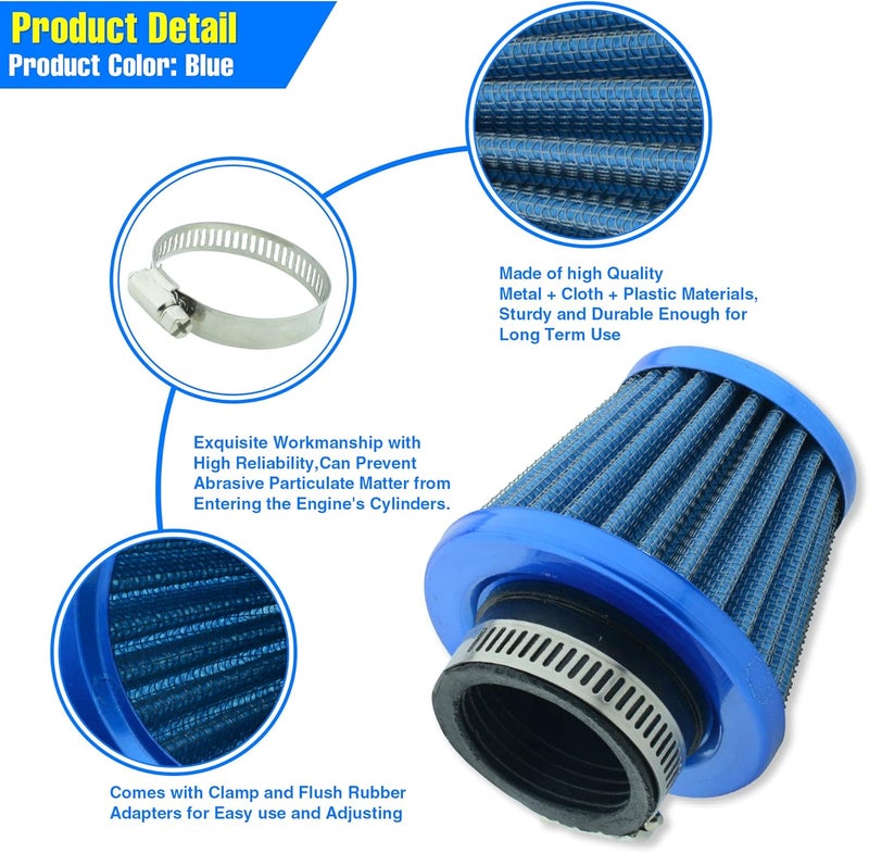 MCHMFG Motorcycle Air Filter 38mm for SSR 110cc 125cc Coolster CRF Dirt Pit Bike GY6 50cc Scooter Moped QMB139 Engine Parts (Blue) - Image 2