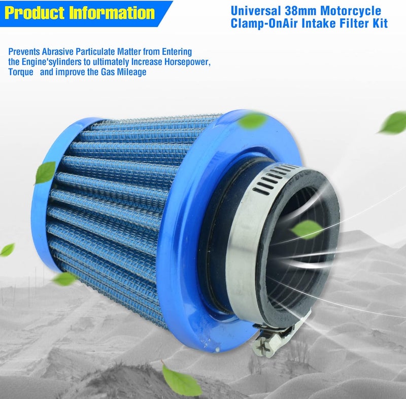 MCHMFG Motorcycle Air Filter 38mm for SSR 110cc 125cc Coolster CRF Dirt Pit Bike GY6 50cc Scooter Moped QMB139 Engine Parts (Blue) - Image 4