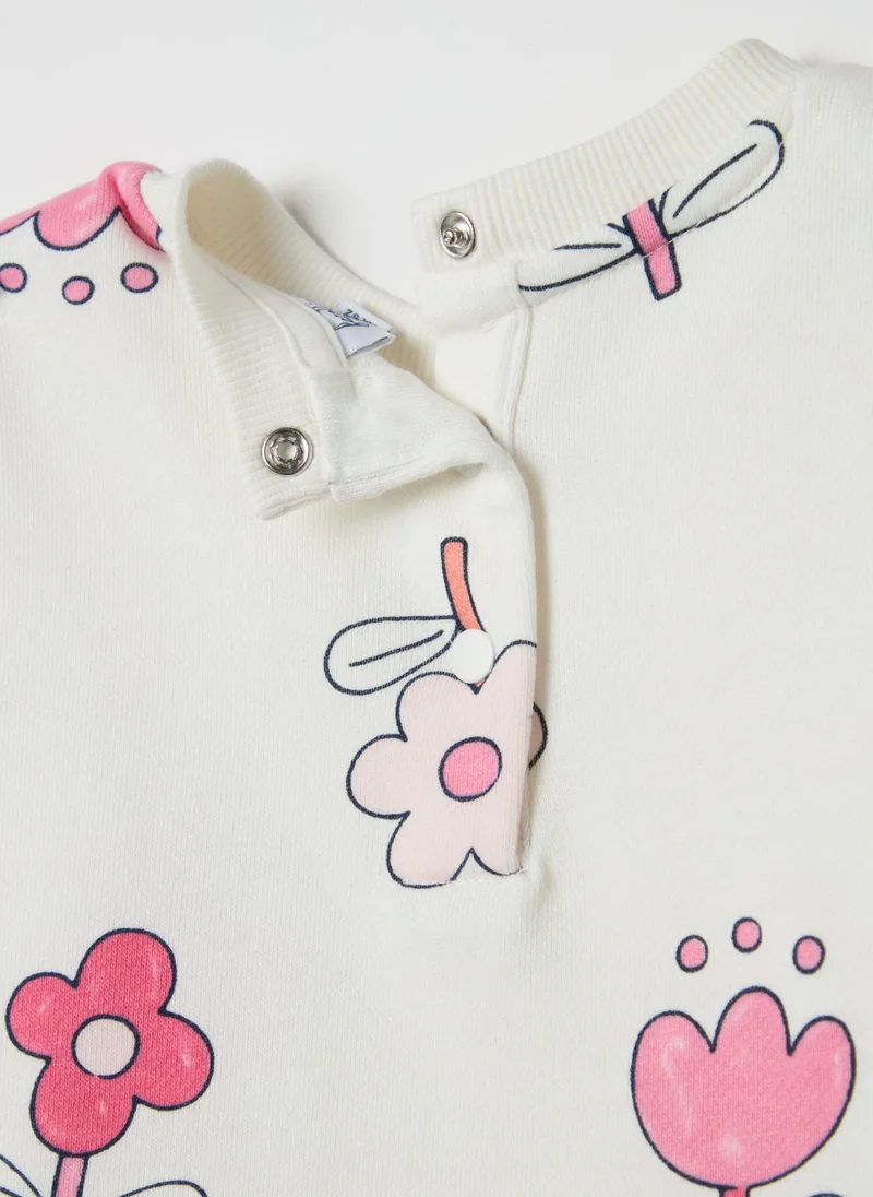 او في اس Jogging Set With Flowers Print