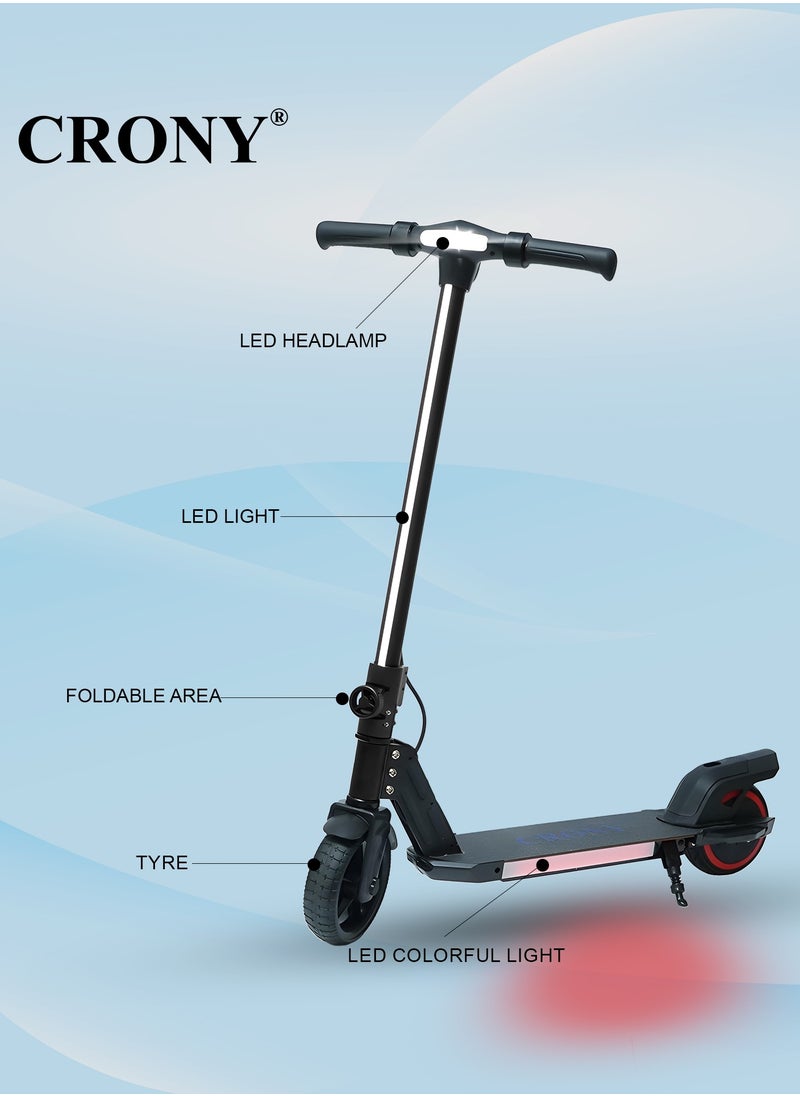 Crony S32 Children's Electric Scooter,130W Motor, 10-16KM/H Speed, 21V/2.5AH Battery, 5-8KM Range, Foldable & Portable, Aluminum Alloy Frame, LED Display & Lights, Foot Brake, Safe Electric Scooter for Kids, Teens, and Young Riders, Easy-to-Use E-Scooter for Beginners, Eco-Friendly Battery-Powered Ride for Children, Lightweight Kids Motorized Scooter, Electric Kick Scooter for Toddlers, Small & Kid-Friendly E-Scooter, 100KG Max Load, LED Light Base, Safe Braking System, Ideal for Short Commutes, Charging Time 2-3 Hours, Compact Design for Easy Storage, Easy Folding Mechanism, Durable and Sturdy Frame, Perfect Scooter for Outdoor Adventures, Youth Electric Rideable, Portable Electric Scooter with Safety Features, Ideal for Kids Who Want to Explore, Fun and Practical Scooter for Family Rides, Suitable for Youth Riders, Electric Scooter with Speed Control for Safe Riding, Perfect Gift for Kids and Teens  - Image 2