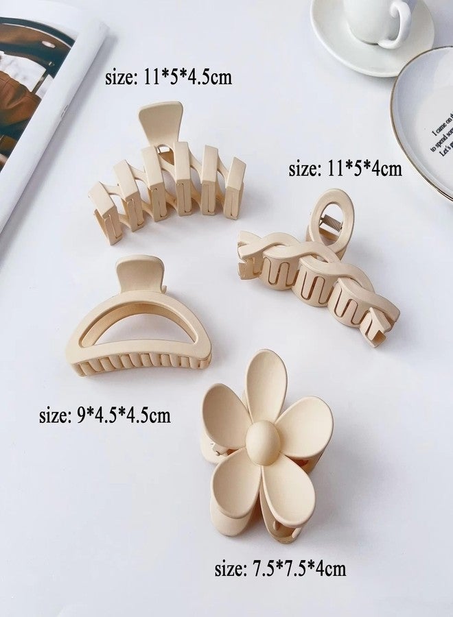 Hexwell مجموعة هيكسويل من 4 قطع من مشابك الشعر الكبيرة ذات المخالب للشعر الكثيف، مشابك شعر واسعة الفتح، مشابك شعر كبيرة مانعة للانزلاق، مشابك شعر لتثبيت ذيل الحصان، إكسسوارات شعر للنساء والفتيات، اشعري بالحرية مع أحدث مشبك (لون قهوة بالحليب). - Image 2