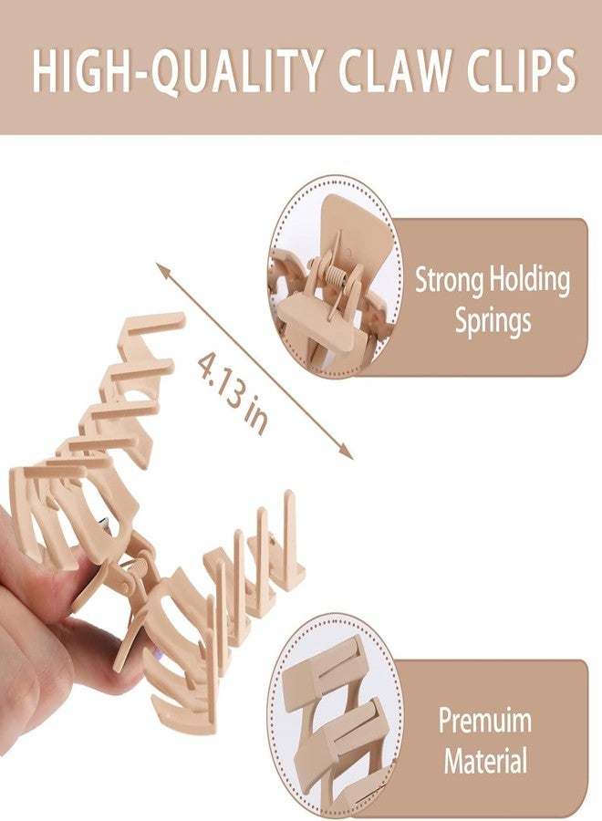 Hexwell مجموعة هيكسويل من 4 قطع من مشابك الشعر الكبيرة ذات المخالب للشعر الكثيف، مشابك شعر واسعة الفتح، مشابك شعر كبيرة مانعة للانزلاق، مشابك شعر لتثبيت ذيل الحصان، إكسسوارات شعر للنساء والفتيات، اشعري بالحرية مع أحدث مشبك (لون قهوة بالحليب). - Image 4