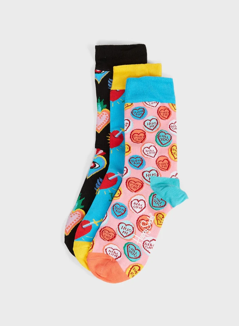 Happy Socks 3 Pack I Love You Crew Socks
