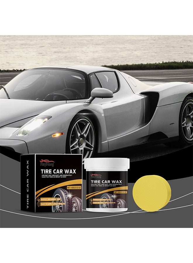 RAYHONG Tire Car Wax, Tire Coating Wax 100G Long Lasting Shiny Tyre Coating Reduce Tire Cracking Waterproof and Dustproof Coating Film Wax Car Bike Tire Protective Film - Image 1