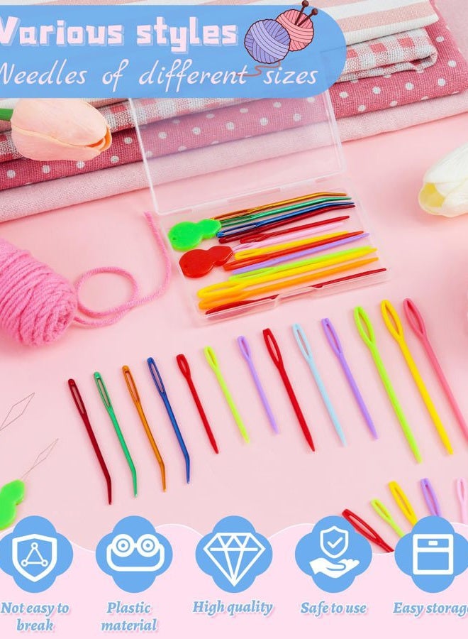 FIVEIZERO 19 Pcs Yarn Needles Set, Assorted Yarn Needles Bent Tapestry Needle Weaving Needle Darning Needles Plastic Needles Large Eye Blunt Knitting Needles for Sewing Crochet YZQ - Image 4
