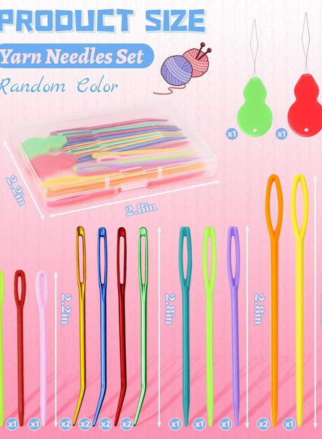 FIVEIZERO 19 Pcs Yarn Needles Set, Assorted Yarn Needles Bent Tapestry Needle Weaving Needle Darning Needles Plastic Needles Large Eye Blunt Knitting Needles for Sewing Crochet YZQ - Image 2