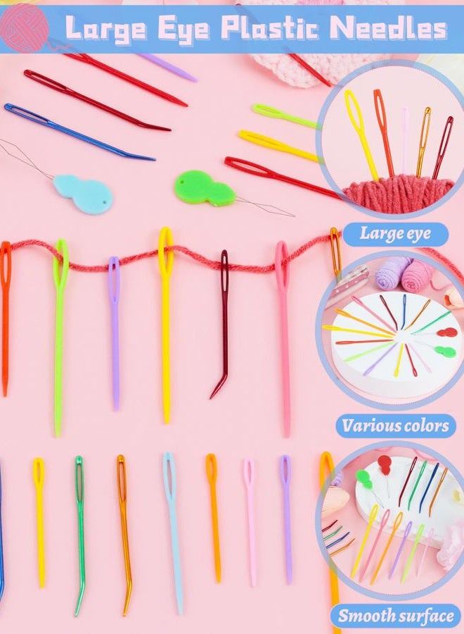 FIVEIZERO 19 Pcs Yarn Needles Set, Assorted Yarn Needles Bent Tapestry Needle Weaving Needle Darning Needles Plastic Needles Large Eye Blunt Knitting Needles for Sewing Crochet YZQ - Image 3