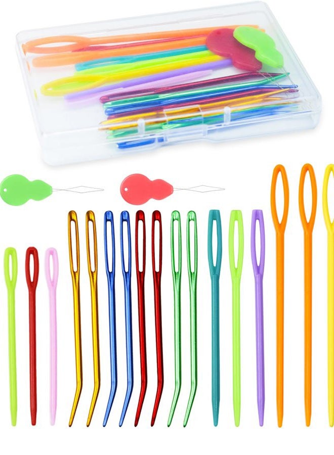 FIVEIZERO 19 Pcs Yarn Needles Set, Assorted Yarn Needles Bent Tapestry Needle Weaving Needle Darning Needles Plastic Needles Large Eye Blunt Knitting Needles for Sewing Crochet YZQ - Image 1