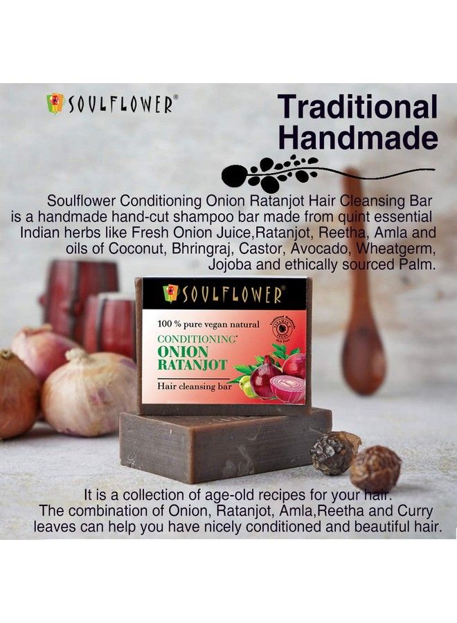 Soulflower Conditioning Onion Ratanjot Soap; Shampoo Bar; Hair Cleansing Bar; Handmade 100% Pure Natural & Cold Processed Grade 1 Bis Standard Premium & Luxurious Soap 150G - Image 3