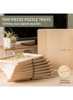 Becko US Becko US Wooden Jigsaw Puzzle Sorting Trays with Drawer Design Jigsaw Puzzle Sorters Puzzle Accessory for Jigsaw Puzzle Up to 1500 Pieces  - Image 3