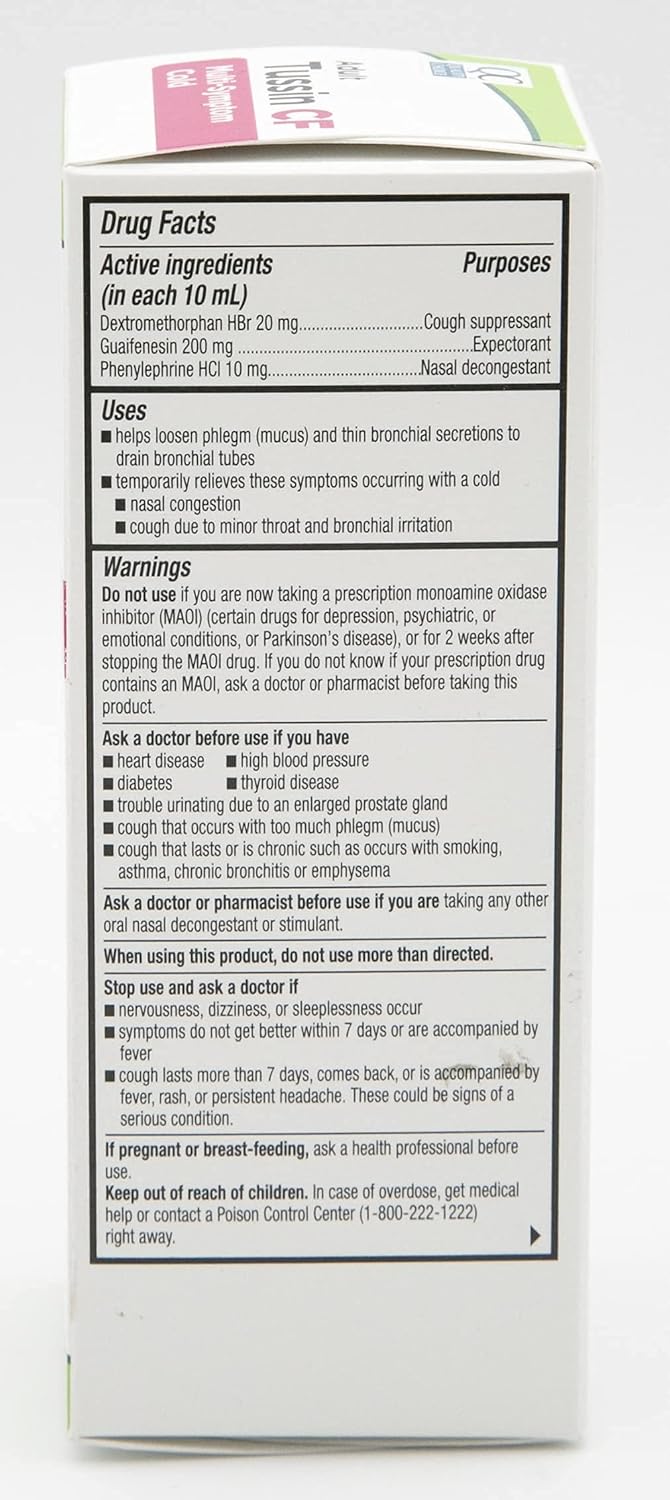 Quality Choice توسين سي إف متعدد الأعراض تخفيف البرد غير مسبب للنعاس بديل متوافق لروبوتوسين بيك كولد متعدد الأعراض 4 أونصات عبوة من 1 - Image 5