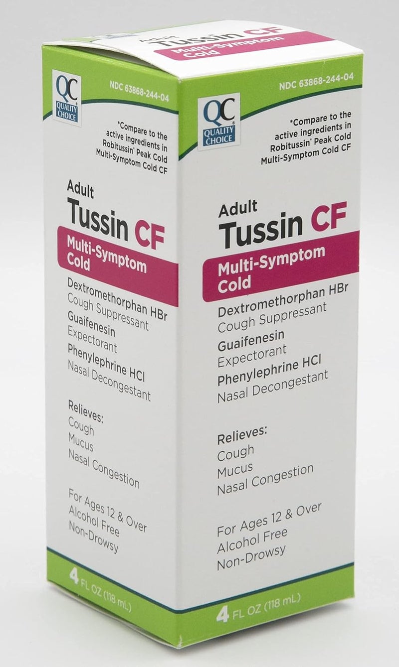 Quality Choice توسين سي إف متعدد الأعراض تخفيف البرد غير مسبب للنعاس بديل متوافق لروبوتوسين بيك كولد متعدد الأعراض 4 أونصات عبوة من 1 - Image 4