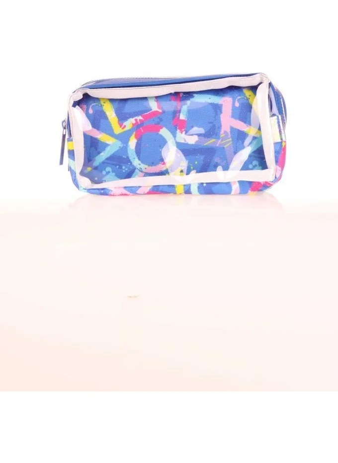 KAUKKO Transparent Spring Pencil Bag Blue PS K2604