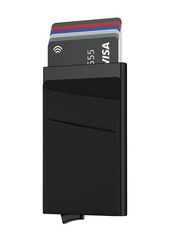 Generic Card Holder Wallet, Minimalist Pop up Wallet for Men Blocking Slim Business Credit Card Wallet with Money Pocket Aluminum Metal Bank Card Case Black Design for Cash Coins & Credit Cards  - Image 1
