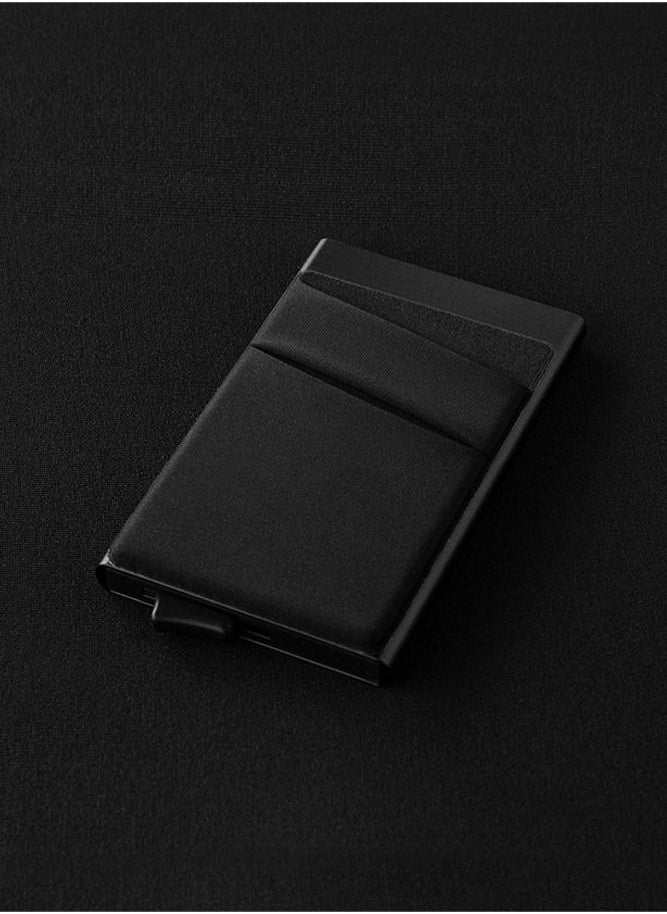 Generic Card Holder Wallet, Minimalist Pop up Wallet for Men Blocking Slim Business Credit Card Wallet with Money Pocket Aluminum Metal Bank Card Case Black Design for Cash Coins & Credit Cards  - Image 5