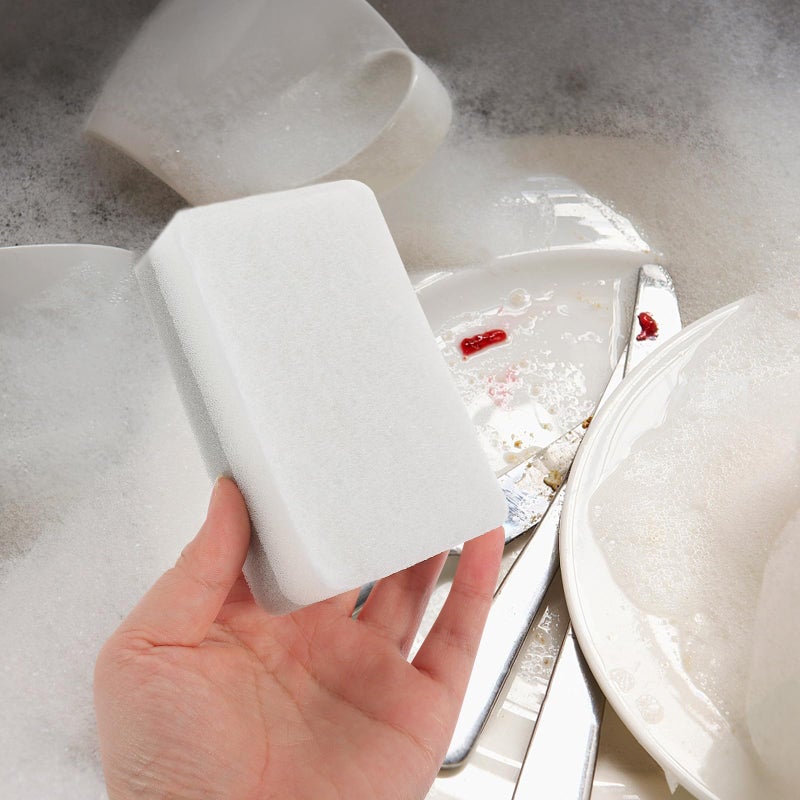 Triple Layer Non Scratch Dishwashing Sponges 10pcs White Soft Scrub Pads - Image 5