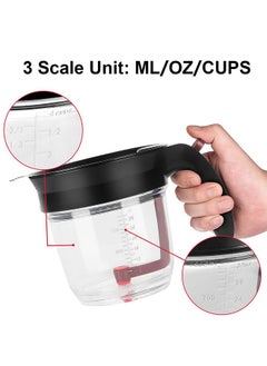 GameXcel Fat Separator With Bottom Release 4 Cup 33.8 oz Kitchen Grease Separator Gravy Separator Fat Skimmer with Oil Strainer Measuring Cup for Cooking,stock separator soup separator  - Image 2