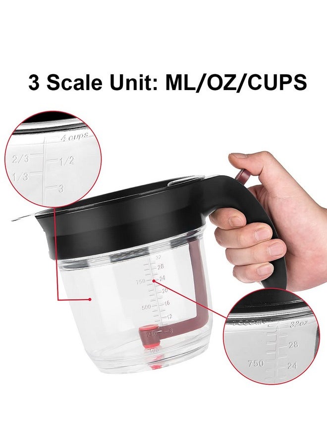 GameXcel - Fat Separator With Bottom Release 4 Cup 33.8 oz Kitchen Grease Separator Gravy Separator Fat Skimmer with Oil Strainer Measuring Cup for Cooking,stock separator soup separator - Image 1