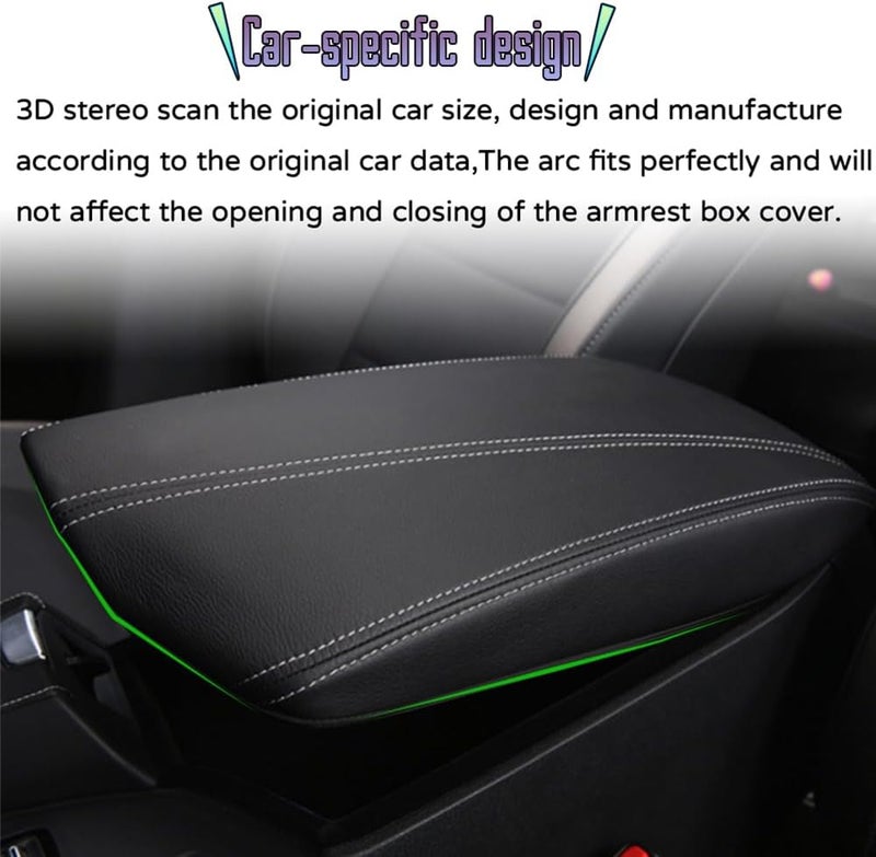 Bmolpt إكسسوارات داخلية مخصصة لسيارات إنفينيتي QX50 للأعوام 2019–2023: غطاء لصندوق المسند الأوسط المصنوع من الجلد، ووسادة للمسند، ووسادة واقية للمسند الأوسط (بتصميم من الألياف الكربونية). - Image 4