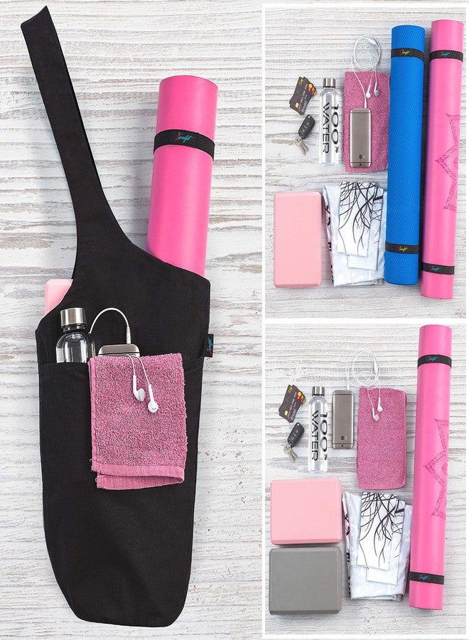 Zenifit Yoga Mat Bag - Long Tote with Pockets - Holds More Yoga Accessories. Cute Yoga Mat Holder with Bonus Yoga Mat Strap Elastics. Stylish and Practical Yoga Mat Bags and Carriers for Women (Black) - Image 4