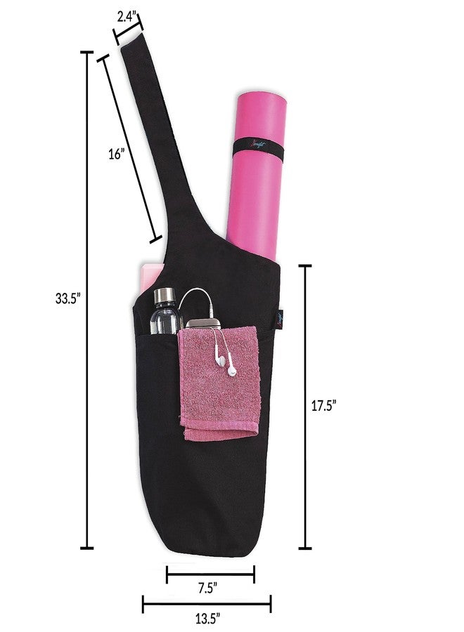 Zenifit Yoga Mat Bag - Long Tote with Pockets - Holds More Yoga Accessories. Cute Yoga Mat Holder with Bonus Yoga Mat Strap Elastics. Stylish and Practical Yoga Mat Bags and Carriers for Women (Black) - Image 2