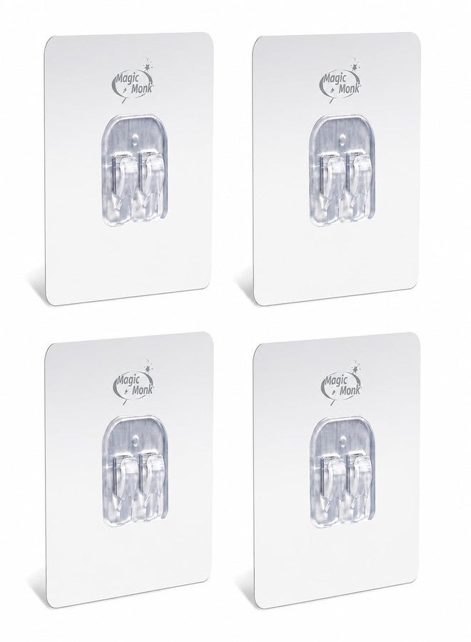 MagicMonk (Pack of 10 Heavy Duty Transparent Self Adhesive Wall Hooks | PVC | Caddy Hook | Waterproof Oilproof | No Drill Wall Hooks for Bathroom, Kitchen, Towel Rack, Hanging Racks | (10 KG Load) - Image 1