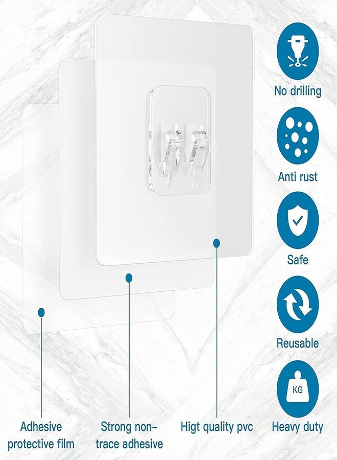 MagicMonk (Pack of 10 Heavy Duty Transparent Self Adhesive Wall Hooks | PVC | Caddy Hook | Waterproof Oilproof | No Drill Wall Hooks for Bathroom, Kitchen, Towel Rack, Hanging Racks | (10 KG Load) - Image 4