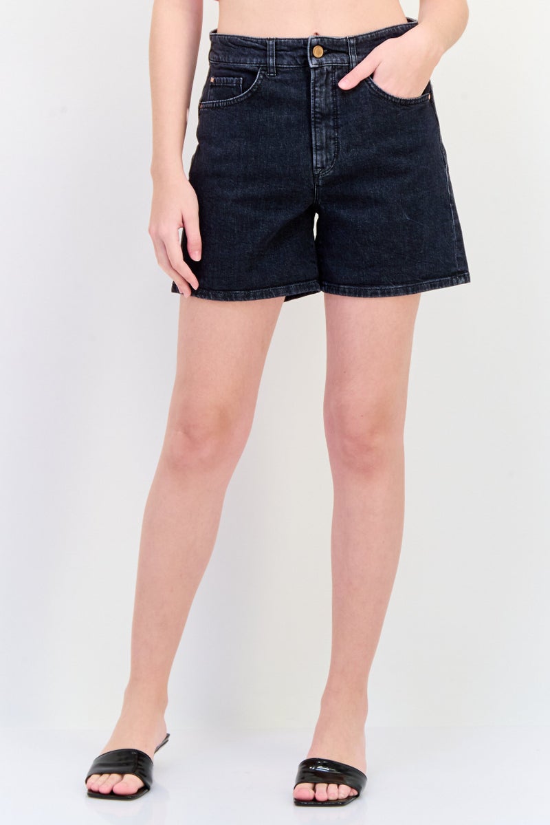 SALSA Women Washed Denim Shorts, Black - Image 1