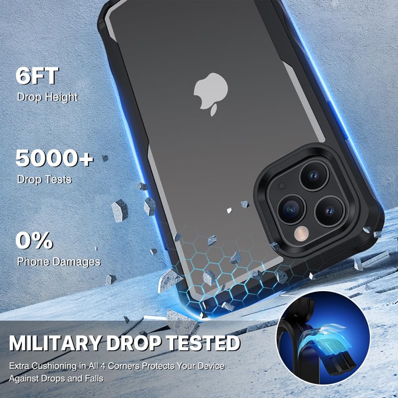 CENHUFO Privacy for iPhone 11 Pro Max Case, Full Body Phone Case with Built-in 9H Tempered Glass Privacy Screen Protector and Camera Lens Protector, Anti Peep Shockproof Bumper Clear Cover - Black - Image 5