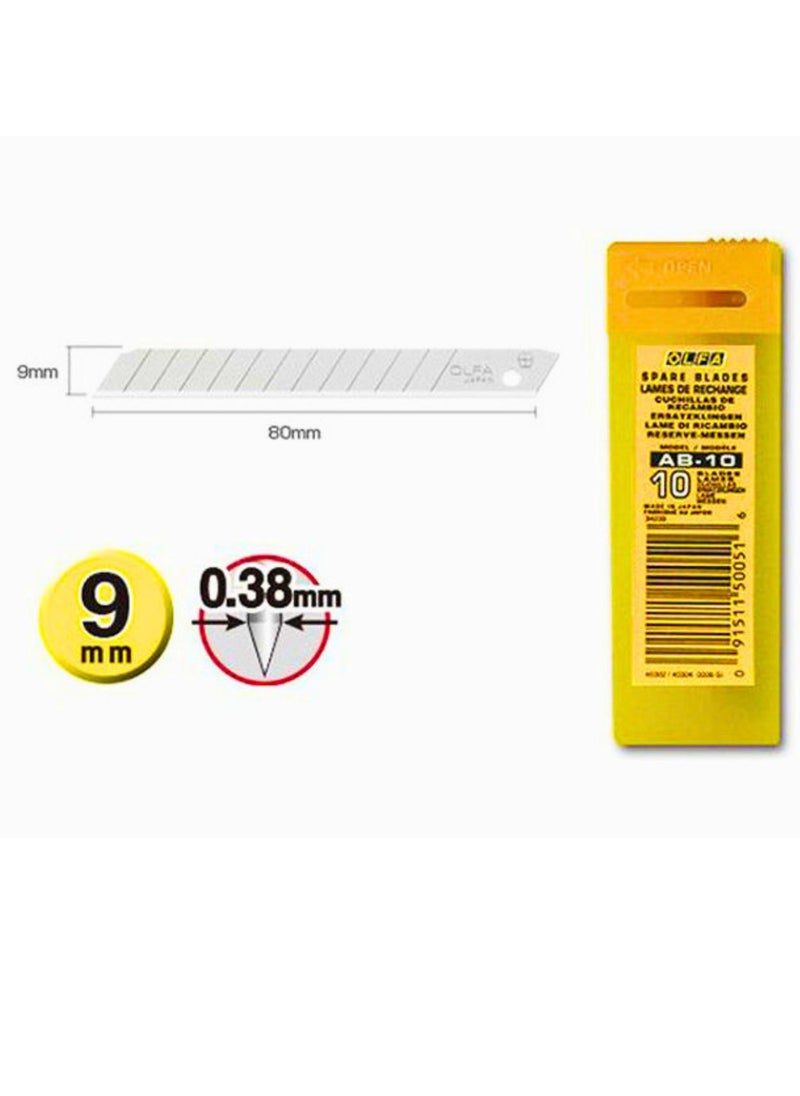 OLFA 9Mm Snap-Off Blades, 10 Pack (AB-10) Silver 